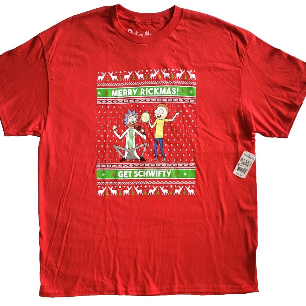 Rick And Morty Merry Rickmas Holiday Shirt XL Get Schwifty Adult Swim New w Tag